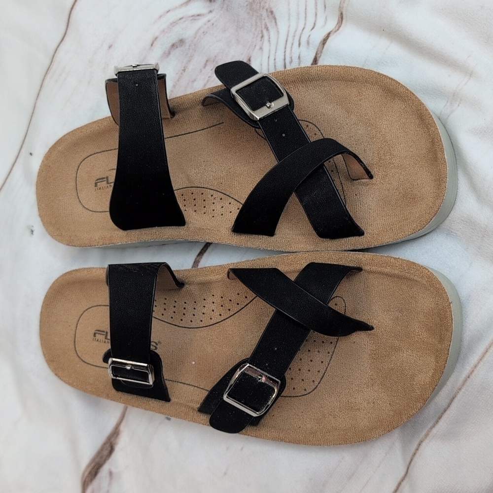 Flexus by Spring Step Italian Comfort Black Buckle Bayside Sandal size 9 or 38